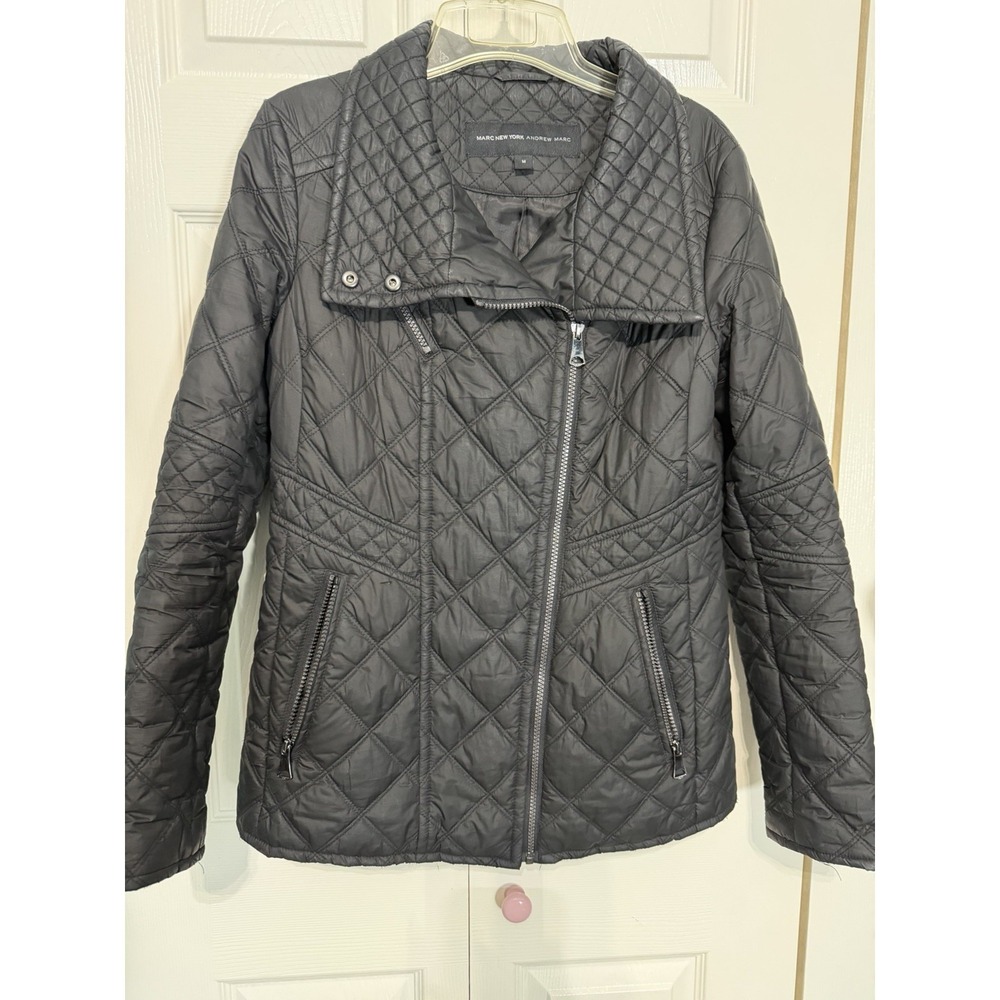 Marc New York Andrew Marc Jacket Asymmetrical Zipper Black Size Medium